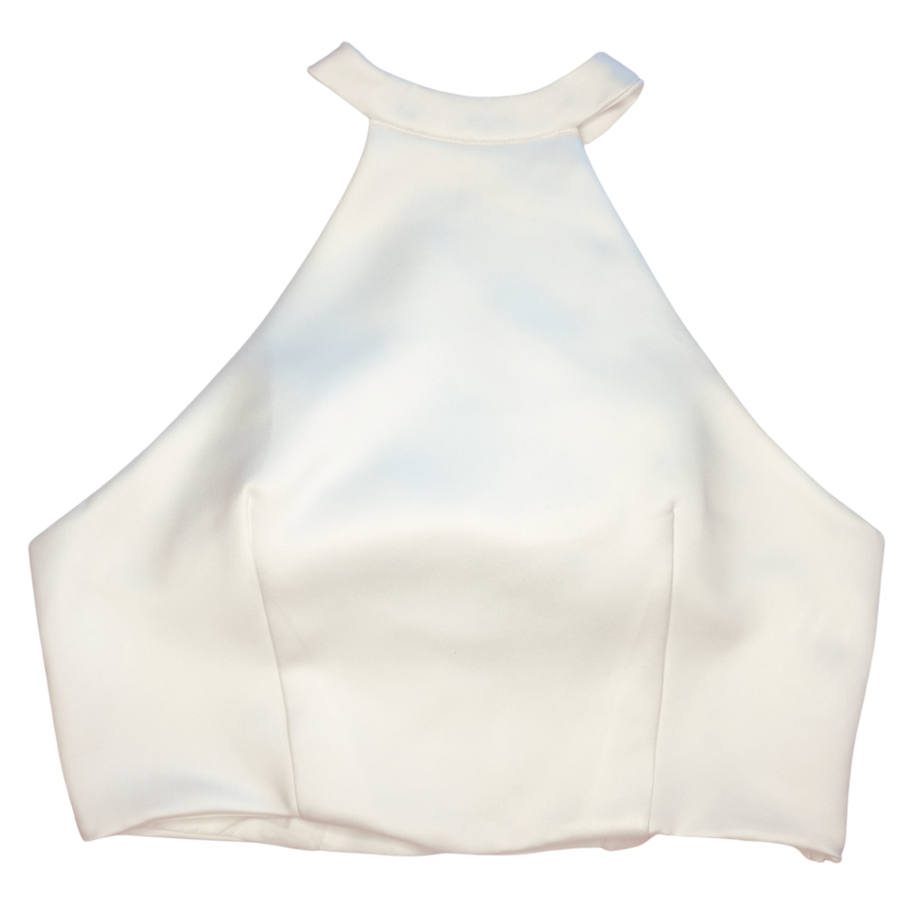 Halter top in Off-white Satin