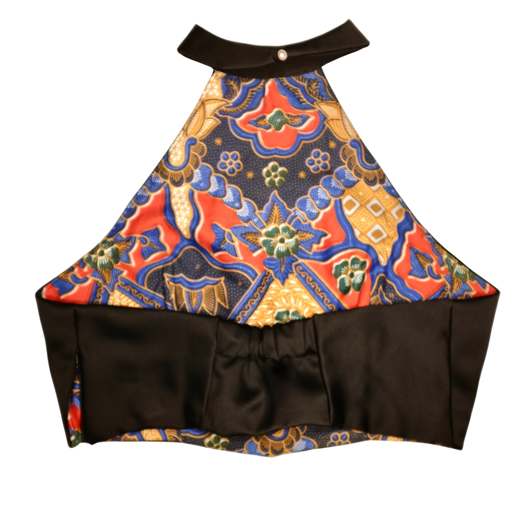 Terno Halter Set in Black Satin