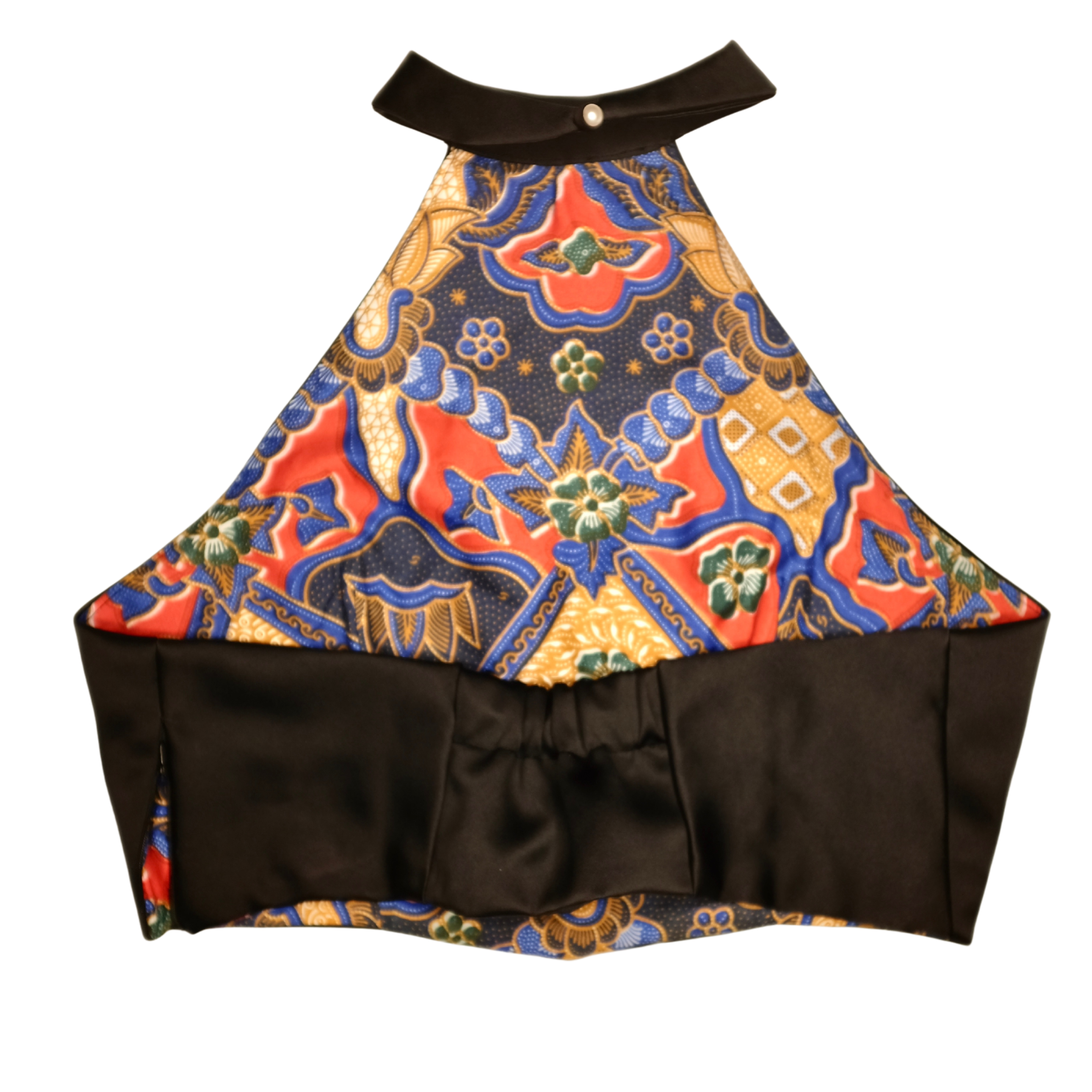 Terno Halter Set in Black Satin