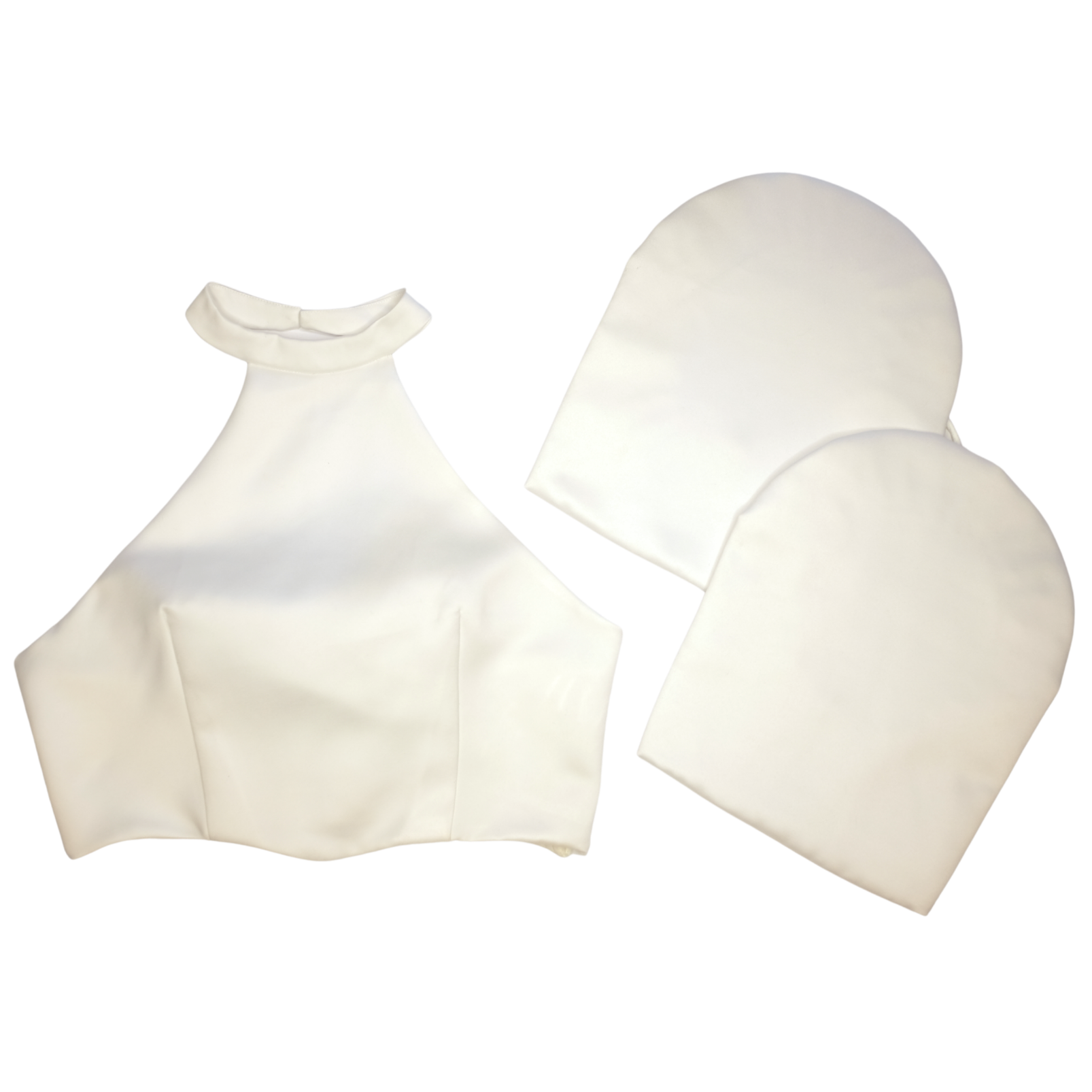 Terno Halter Set in Off-white Satin